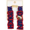 Mud Pie Women’s Gameday Beaded Earrings, 1″ x 3.25″ Blue