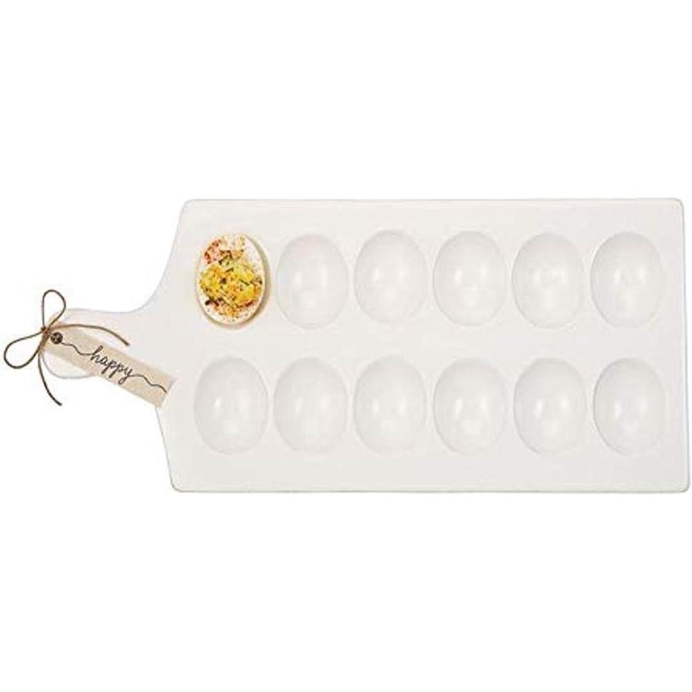 imageMud Pie  40700083 Mud Pie Deviled Egg Tray 1525quot x 7quot White Brown Black1525 x 7