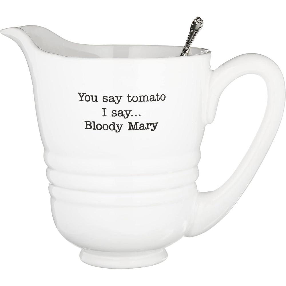 imageMud Pie  4551021 Mud Pie Ceramic Bloody Mary Pitcher Set 80 oz 825 X 625 White