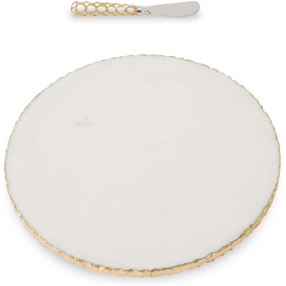 imageMud Pie 4755024 Gold Edge Marble Set Serving Board One Size White