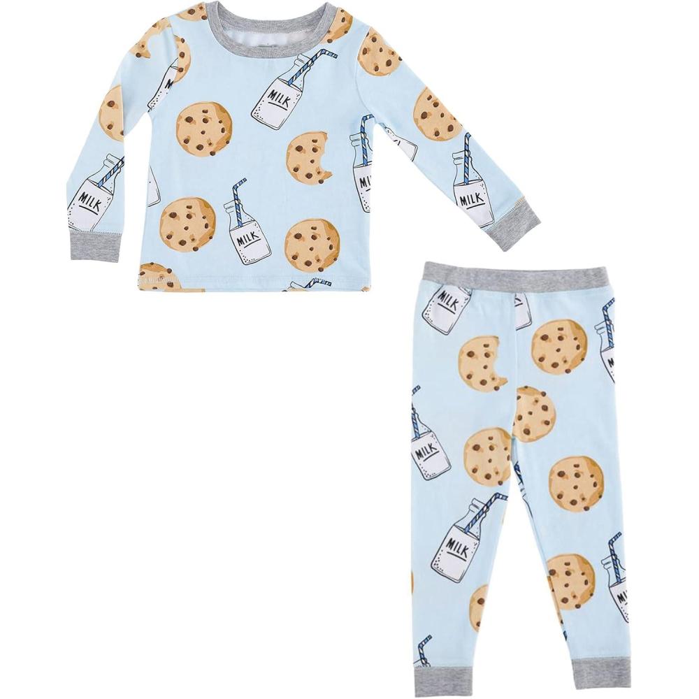 imageMud Pie Baby Boys Milk and Cookies Pajama Set BlueBlue
