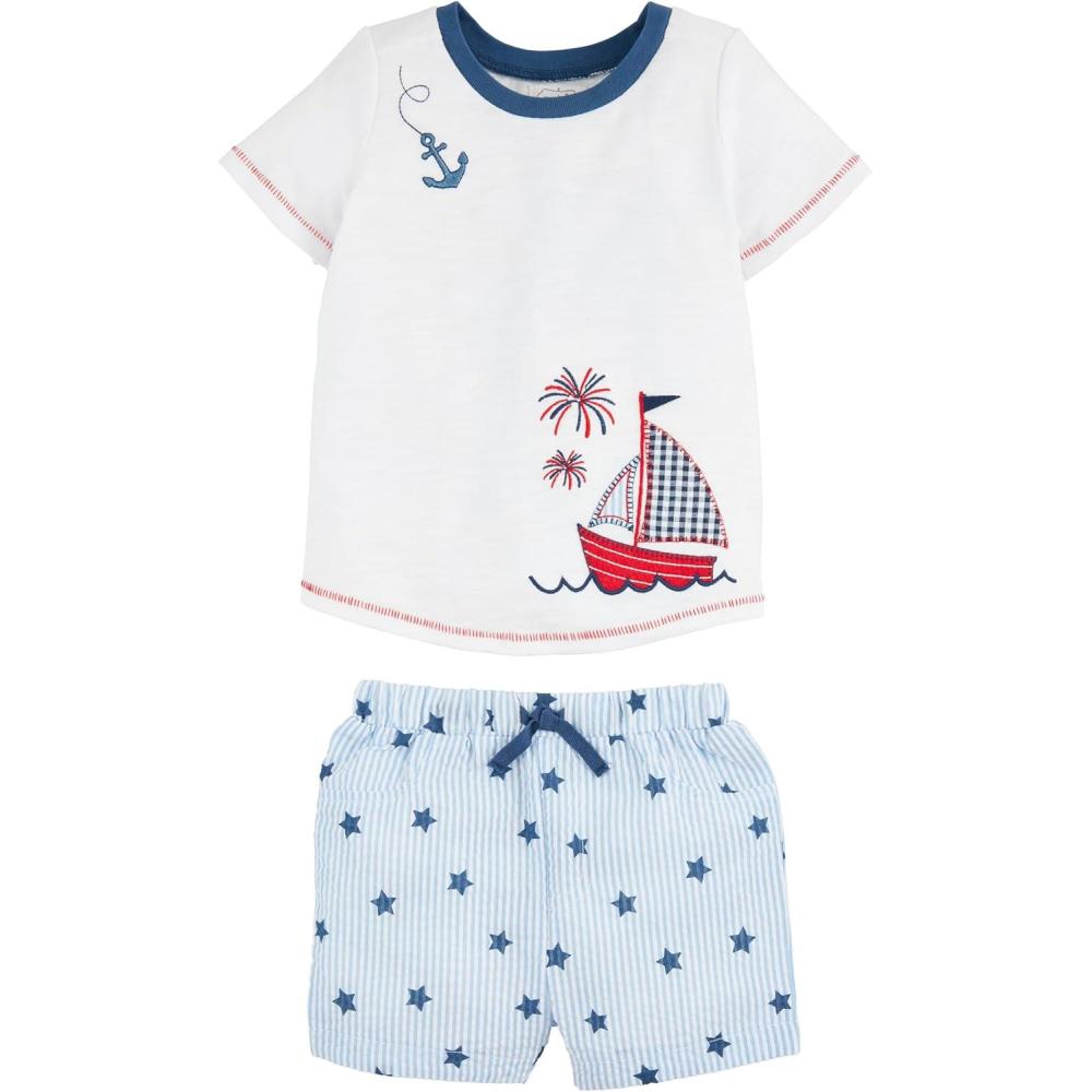 imageMud Pie Baby Boys Truck Smocked TeeSailboat Anchor
