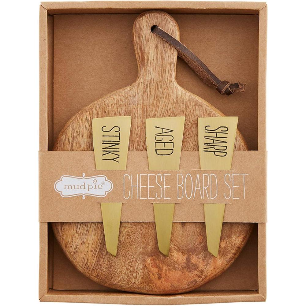 imageMud Pie Bistro Boxed Cheese Set board 8quot x 6quot  marker 4quot Brown