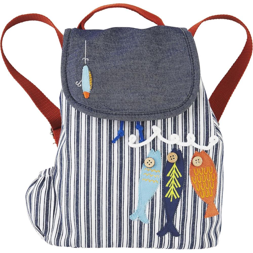 imageMud Pie Boys Little Drawstring Backpack Fishing 11 12quot x 9 12quotFishing