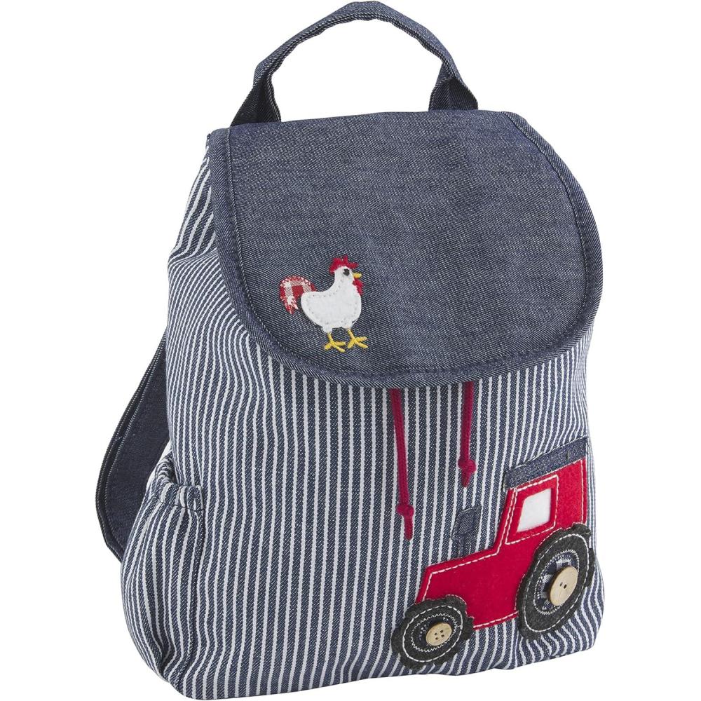 imageMud Pie Boys Little Drawstring Backpack Fishing 11 12quot x 9 12quotTractor