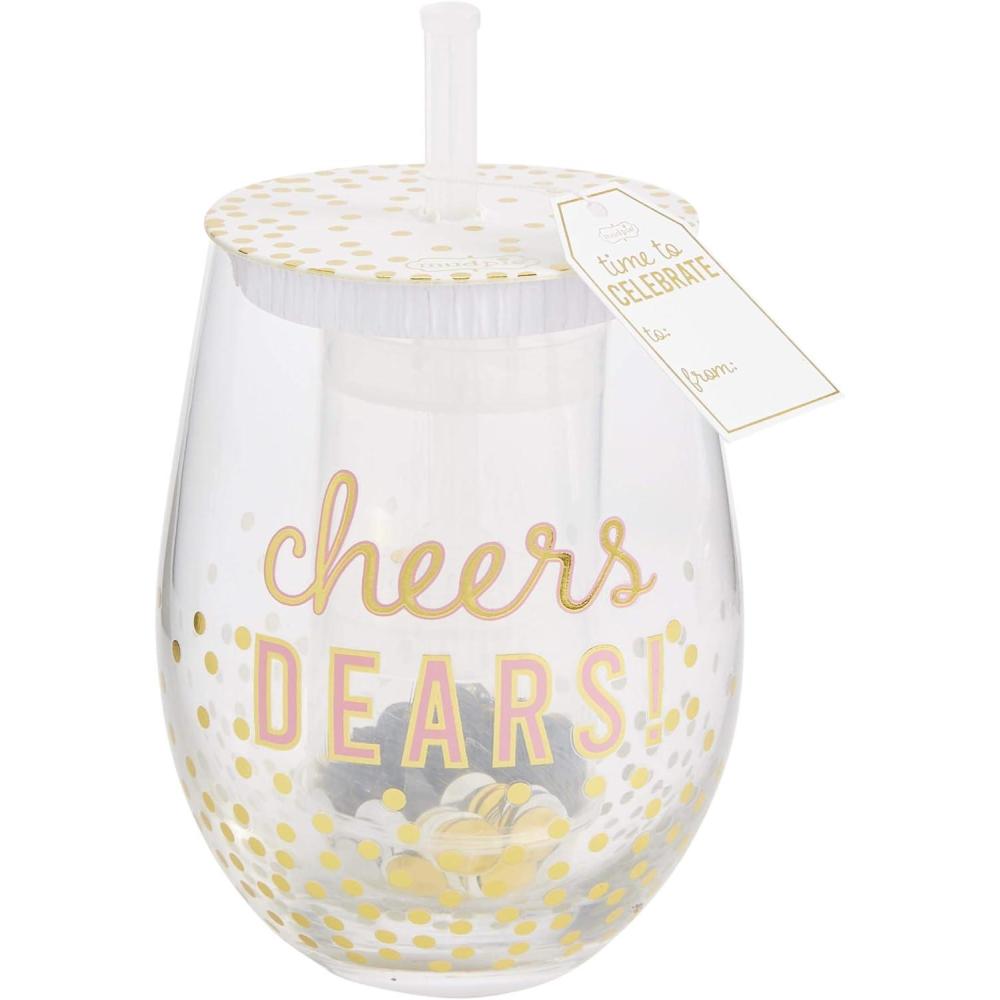 imageMud Pie CONFETTI WINE GLASS SETBlush
