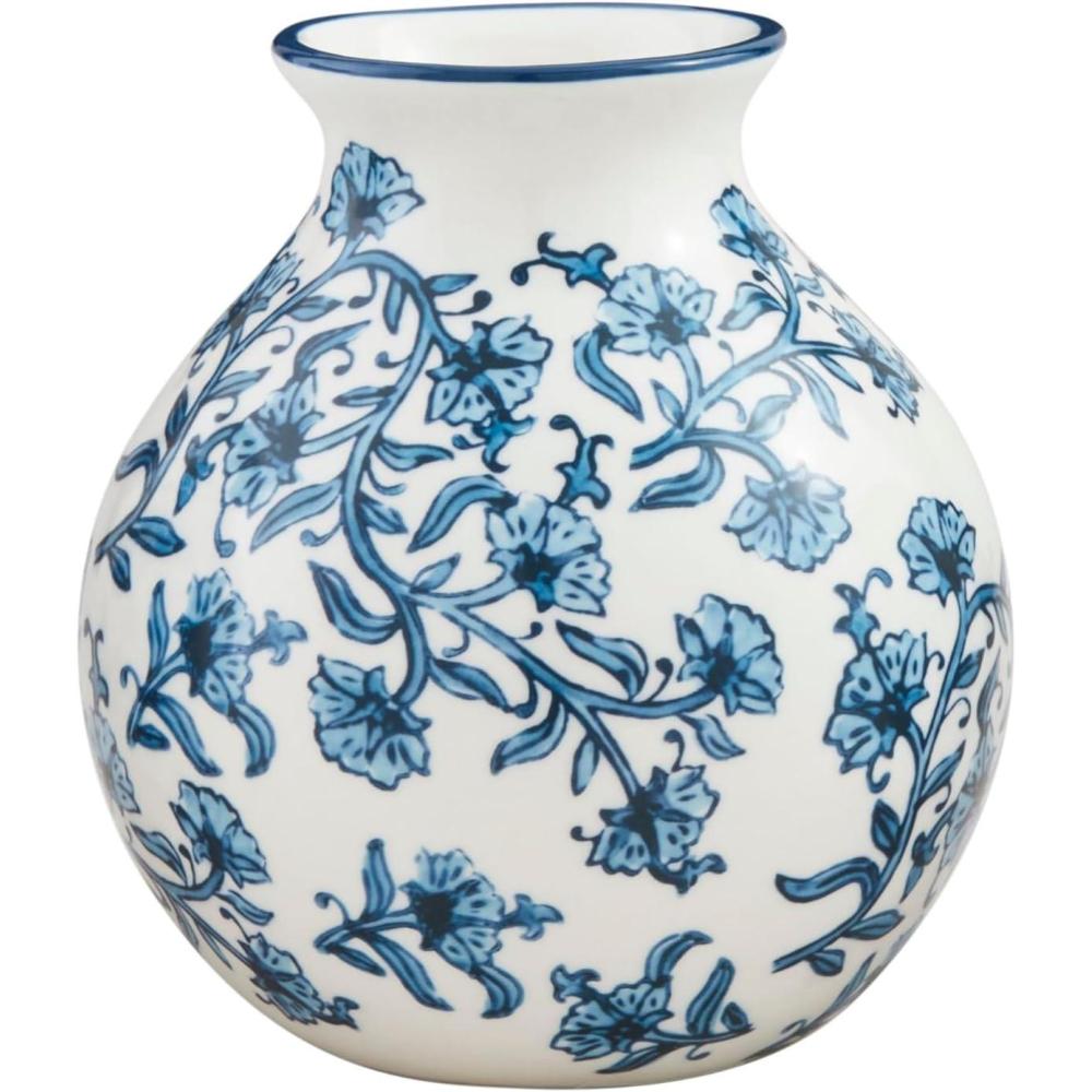 imageMud Pie Cflwr Block Print Flower Vase 7quot x 6quot