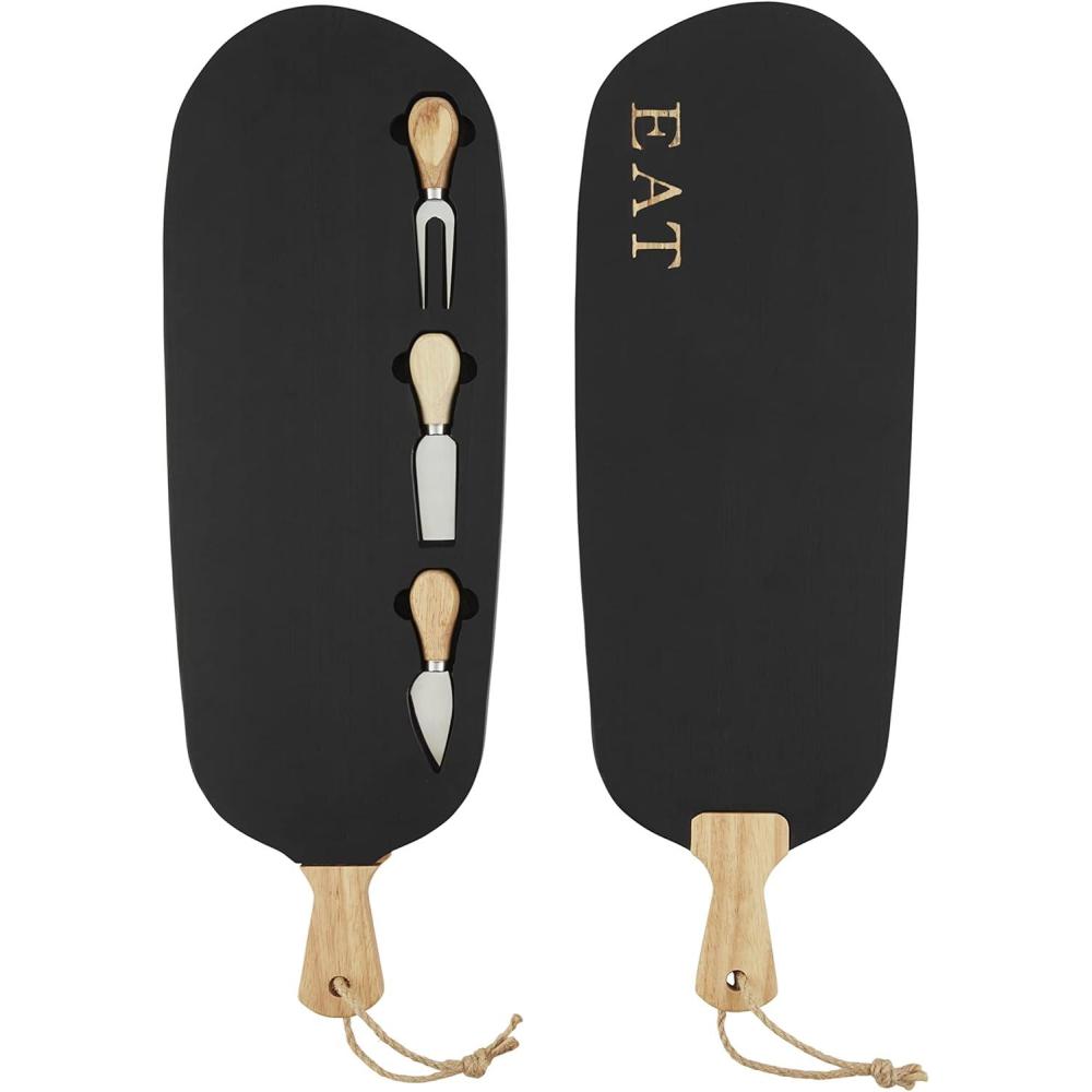 imageMud Pie Cheese Board with Utensil Set Black board 8quot x 23quot  utensils 5quot