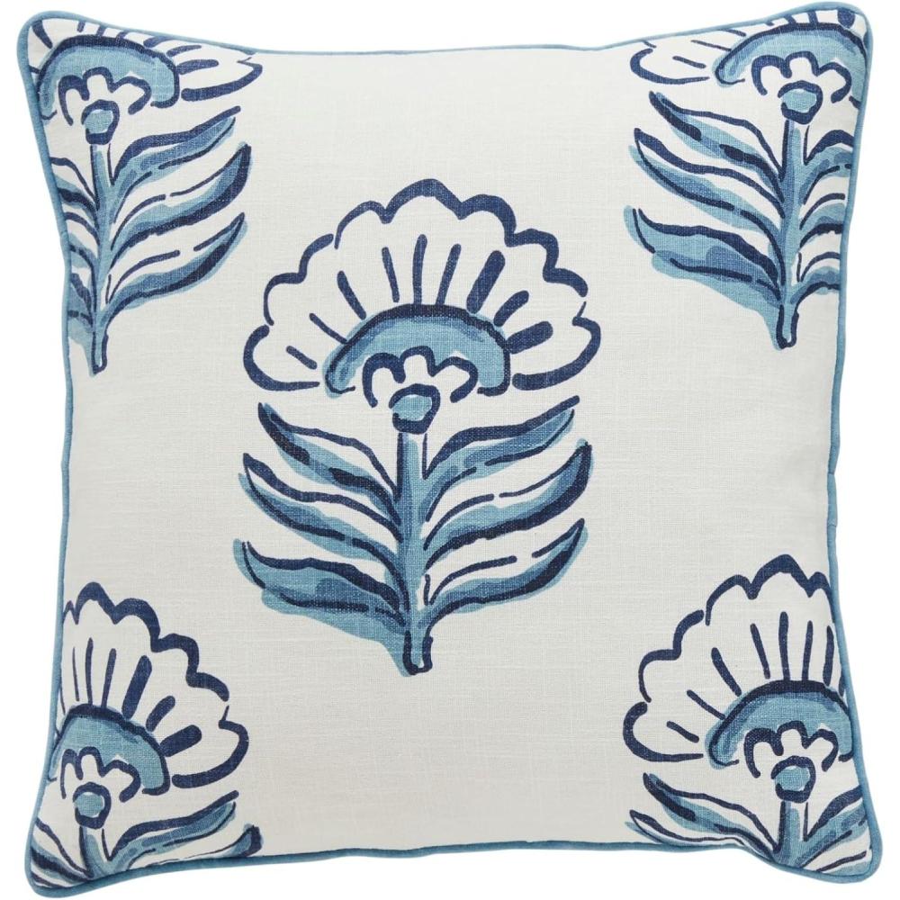 imageMud Pie Dianthus Print Blue Pillow 20quot X 20quotBlue