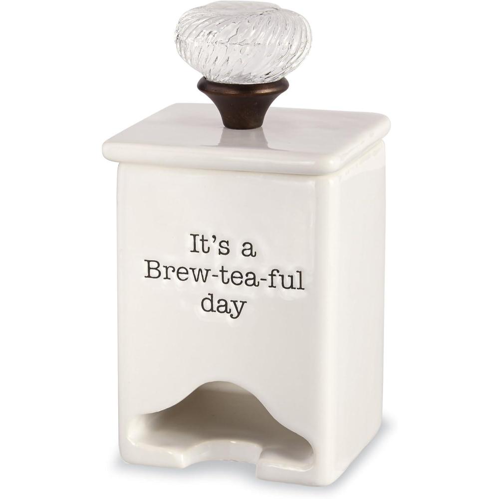 imageMud Pie FBA Ceramic Tea Bag Caddy White