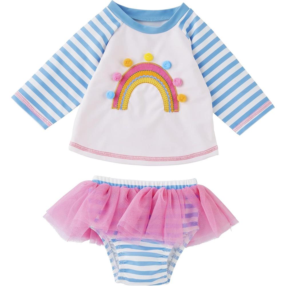 imageMud Pie Girls Rash Guard Set RainbowRainbow