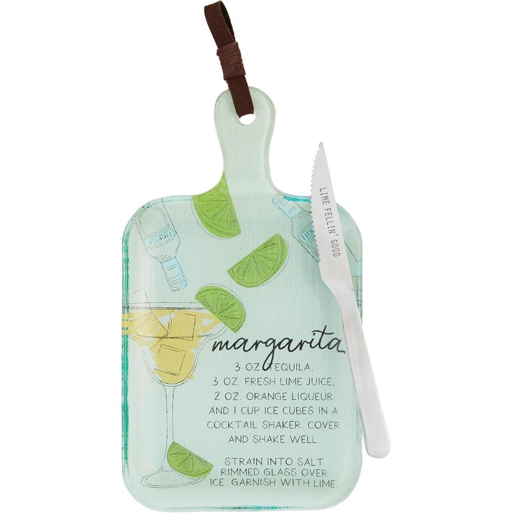 imageMud Pie Glass Bar Cutting Board Set Board 11quot x 6 14quot  Spreader 6 14quot