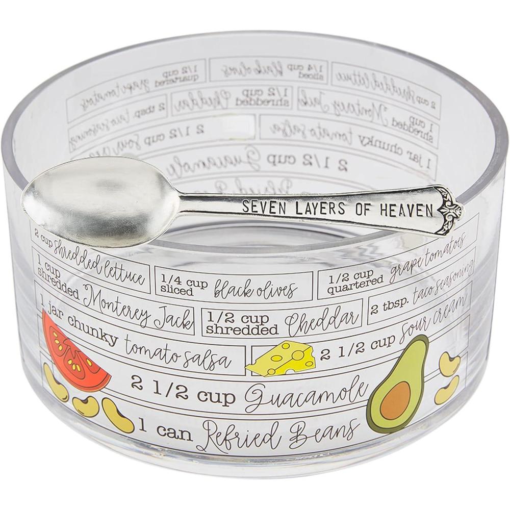 imageMud Pie Glass Ingredients Bowl Set 7 Layer Dip bowl4 x 8quot dia  spoon 6quot
