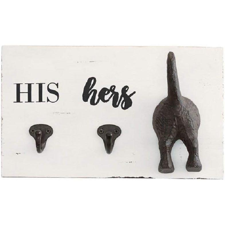 imageMud Pie HIS HERS ampamp PUP WALL HOOK White Brown 200quot x 1100quot