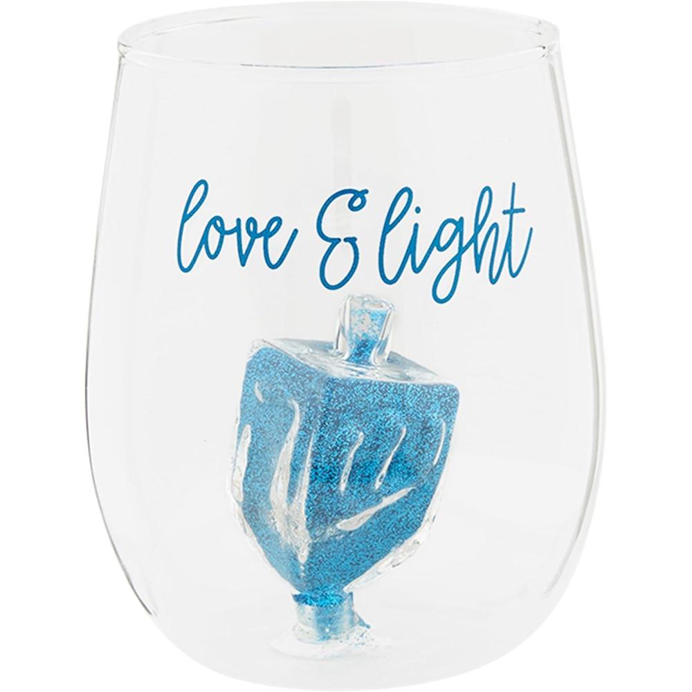 imageMud Pie Hanukkah Wine Glass Love 16 oz