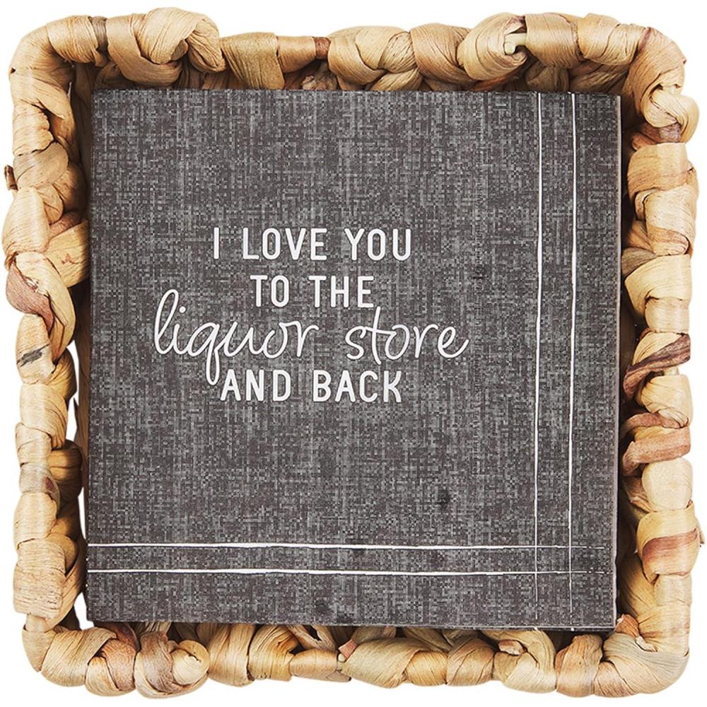 imageMud Pie Hyacinth Wine Cocktail Napkin Set Liquor Store 12 Pack Napkin  Basket 6quot x 175quot