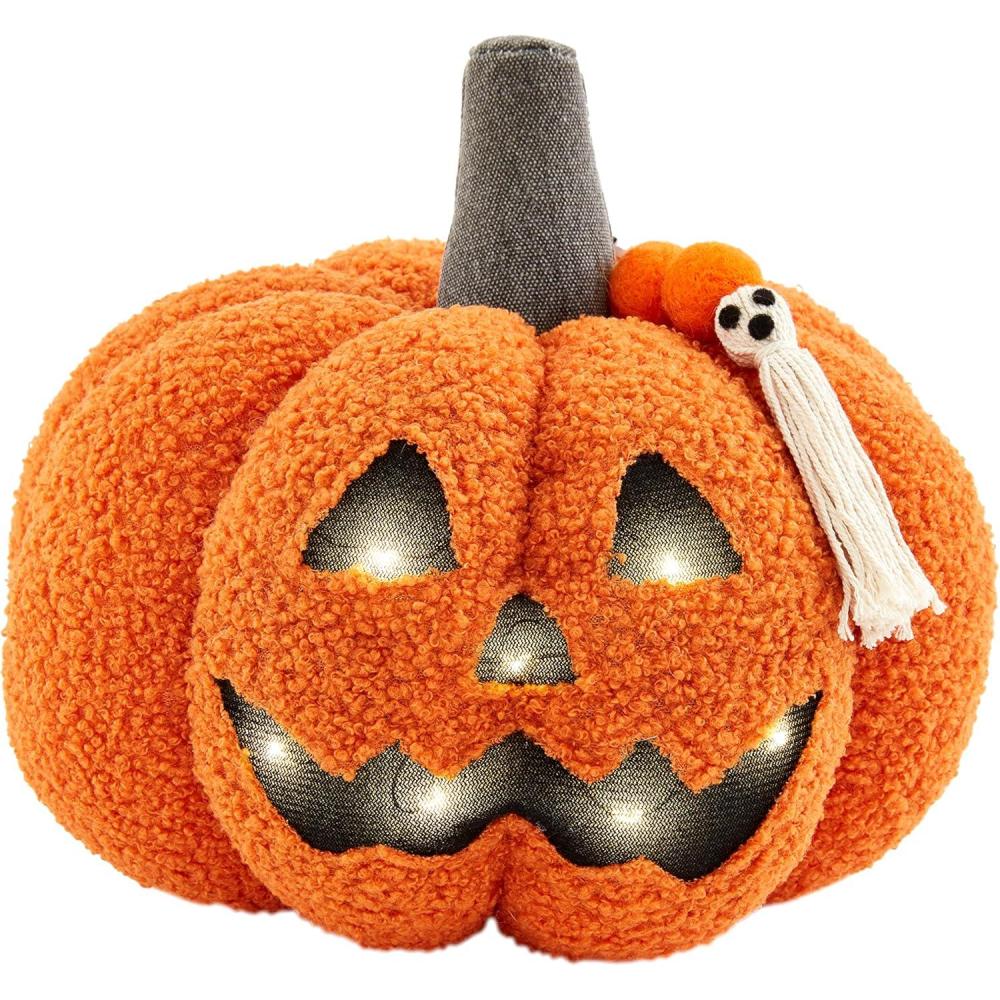 imageMud Pie Light Up Sherpa JackoLantern Pillow Orange8quot x 9quotOrange