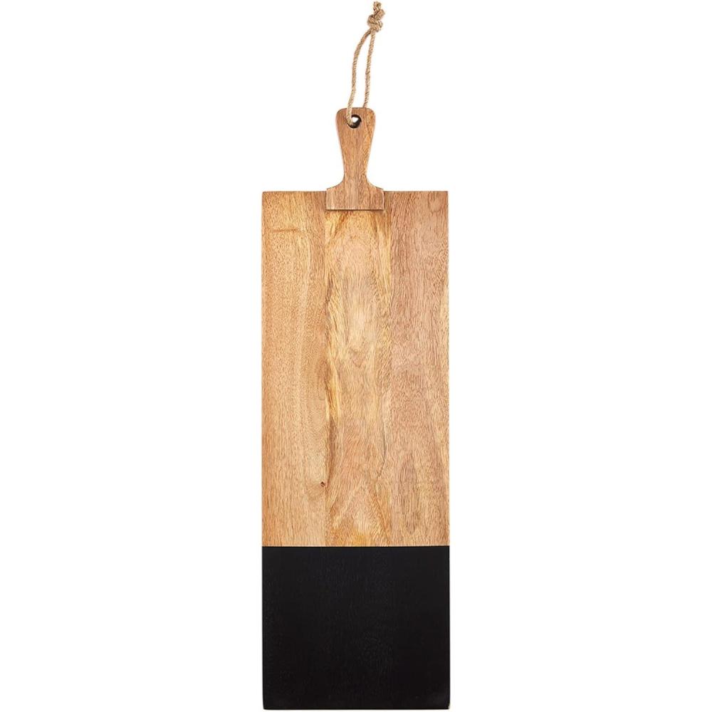 imageMud Pie Long Black Wooden Serving Board Block 26quot x 8quot