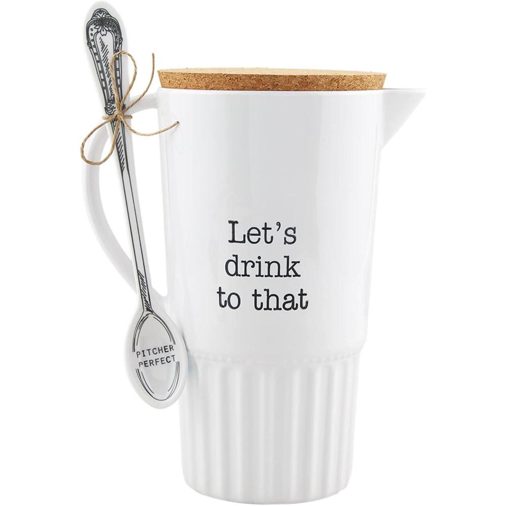 imageMud Pie Melamine Pitcher and Spoon Set White 31 oz