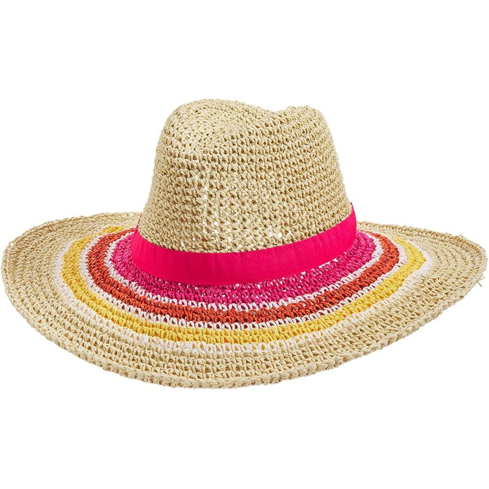imageMud Pie Mens Womens Striped Straw Fedora HatPink