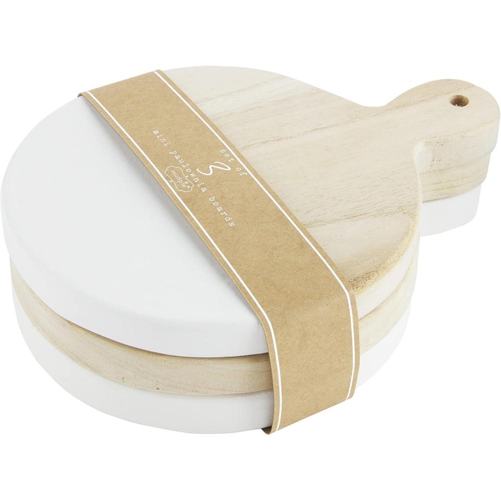 imageMud Pie Mini Paulownia Wood Board Circular 625quot x 825quot