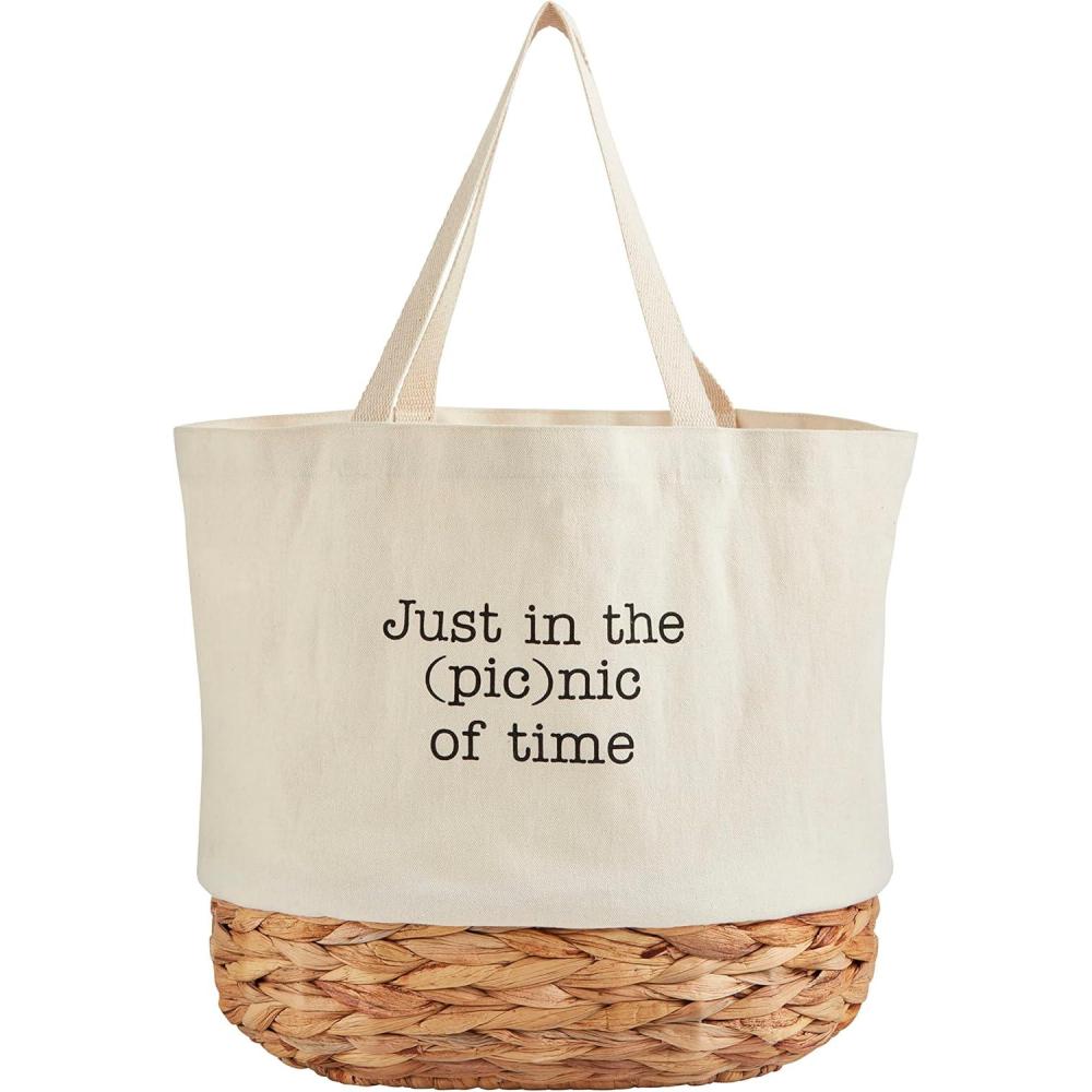 imageMud Pie Picnic Basket 16 12quot x 13 12quot WHITE