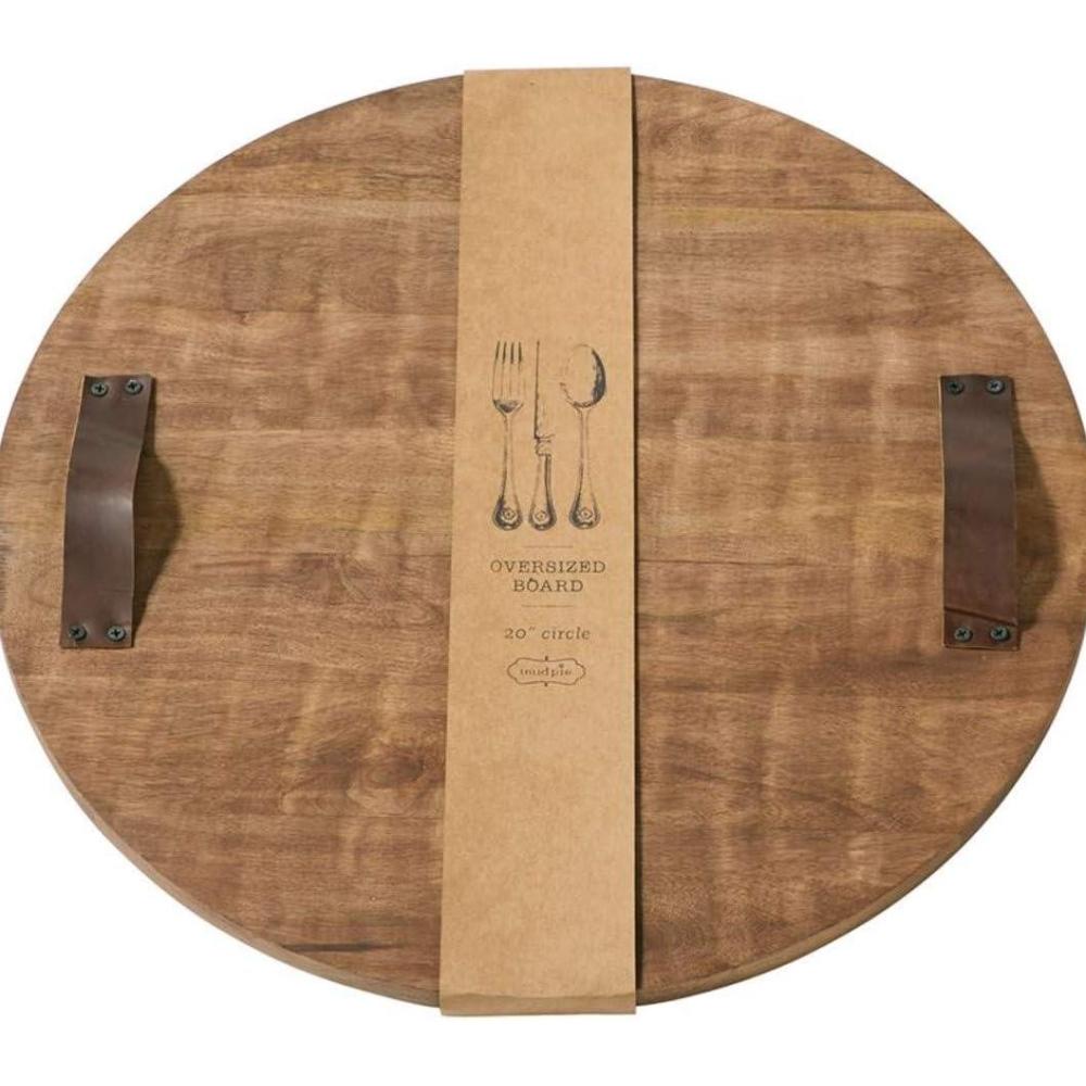imageMud Pie Round Oversized Wood Board 20quot dia Brown