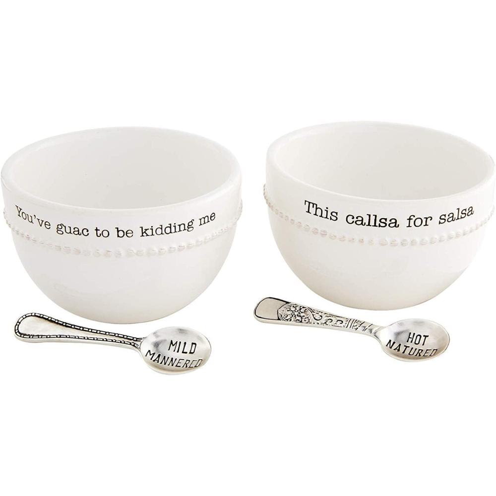 imageMud Pie Salsa and Guacamole Serving Set of 2 with Spoons White