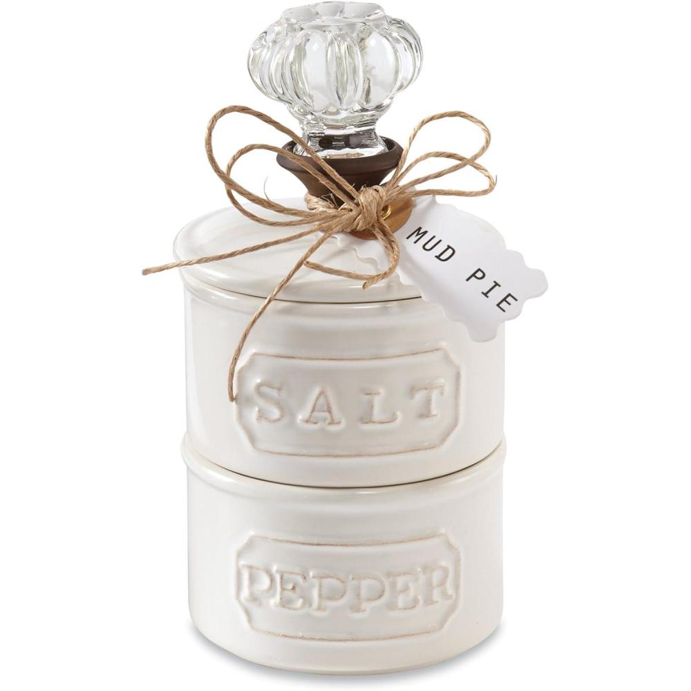 imageMud Pie Salt ampamp Pepper Cellar OffWhite 6quot X 35quot diafrustrationfree