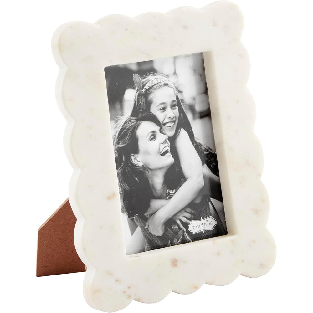 imageMud Pie Scalloped Marble Frame Small 4x6