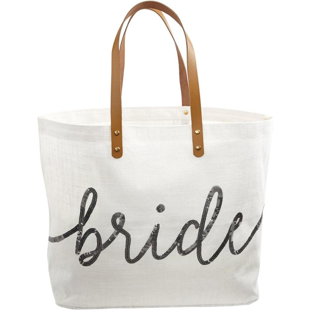 imageMud Pie Silver Sequin Bride Tote Bag