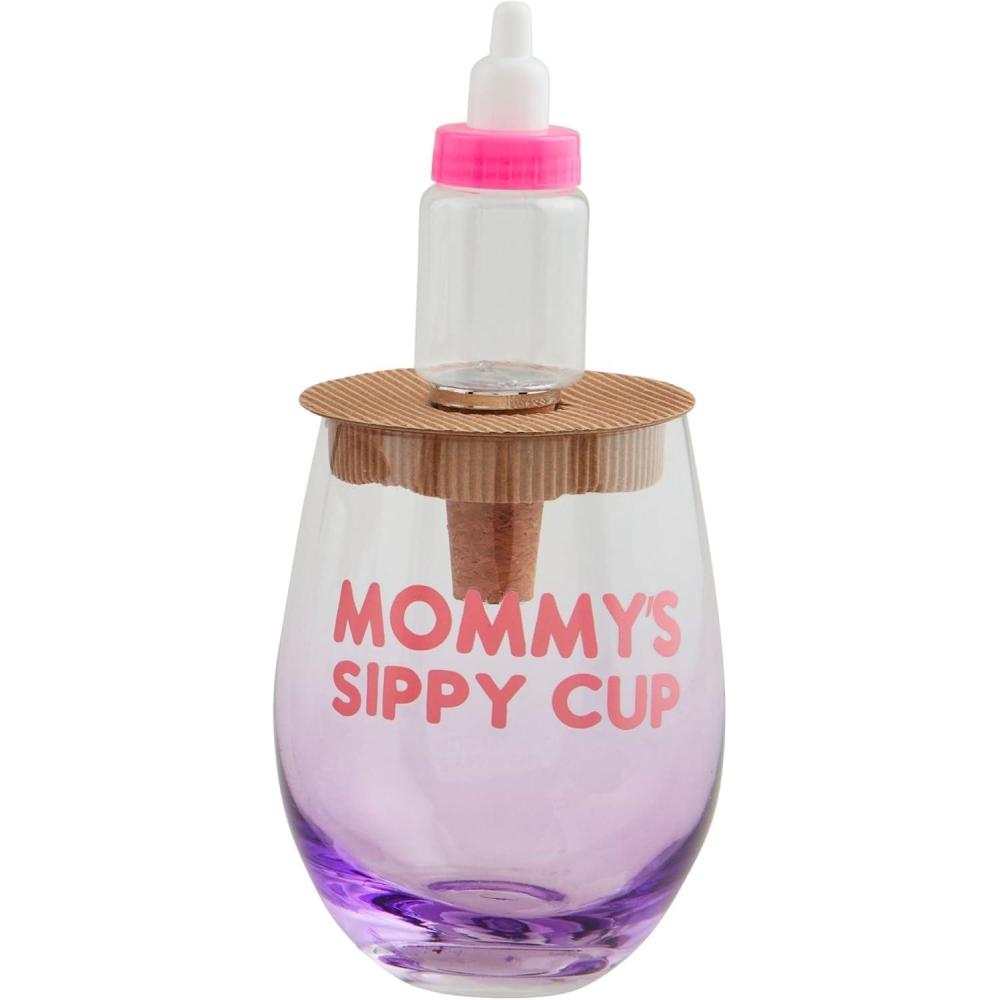 imageMud Pie Sos Wine Glass And Topper glass 16 oz  topper 4 14quotBottle