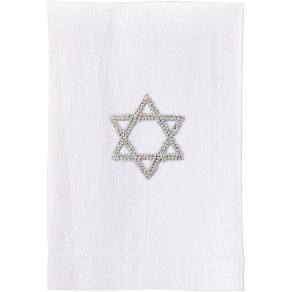 imageMud Pie Star of David French Knot Tea Towels White 4405257W