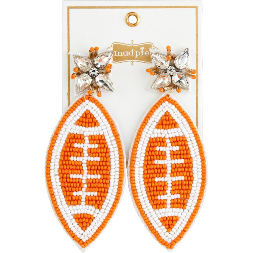 imageMud Pie Womens Gameday Beaded Earrings 125quot x 275quot White