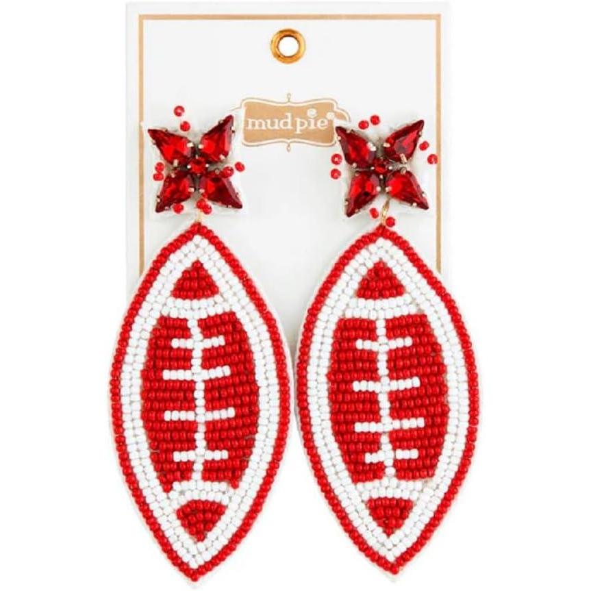 imageMud Pie Womens Gameday Beaded Earrings 275quot x 125quot Red