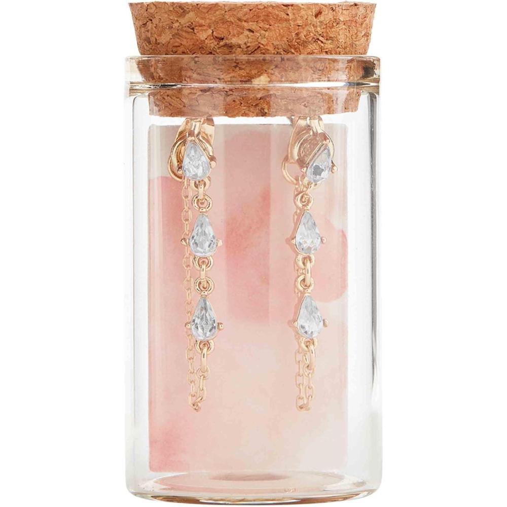 imageMud Pie Womens Glass Jar Earrings Rhinestone One Size