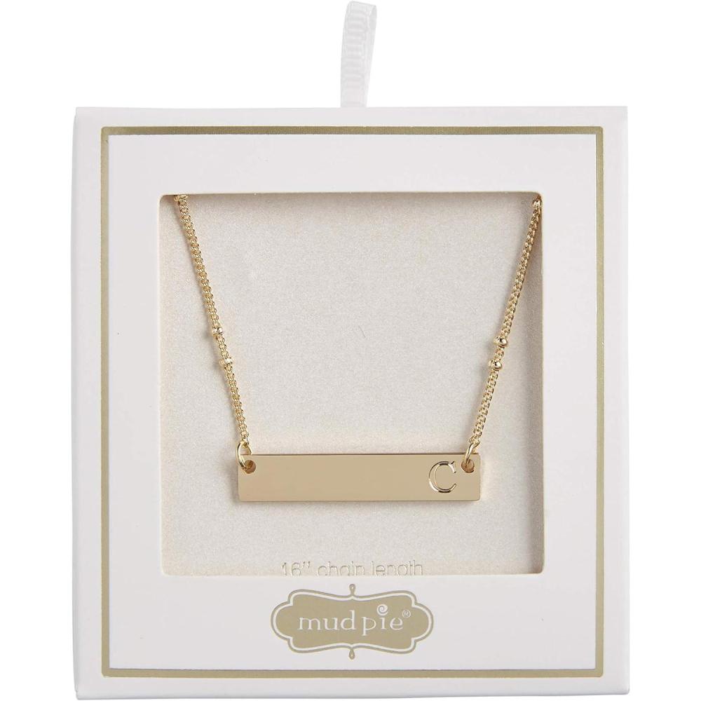 imageMud Pie Womens Initial BAR NecklaceD