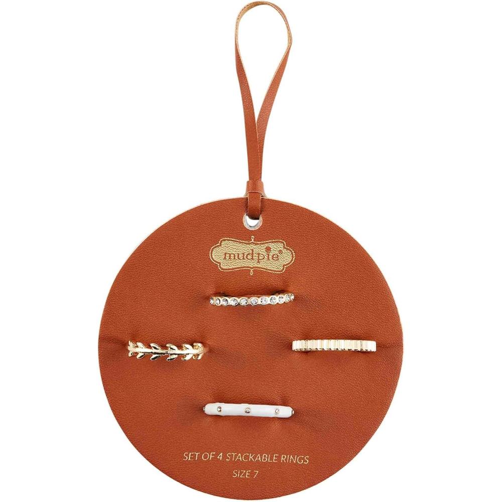 imageMud Pie Womens Layered Ring Set Tan One Size