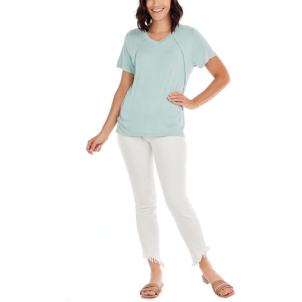 imageMud Pie Womens Minah VNeck TeeSeafoam