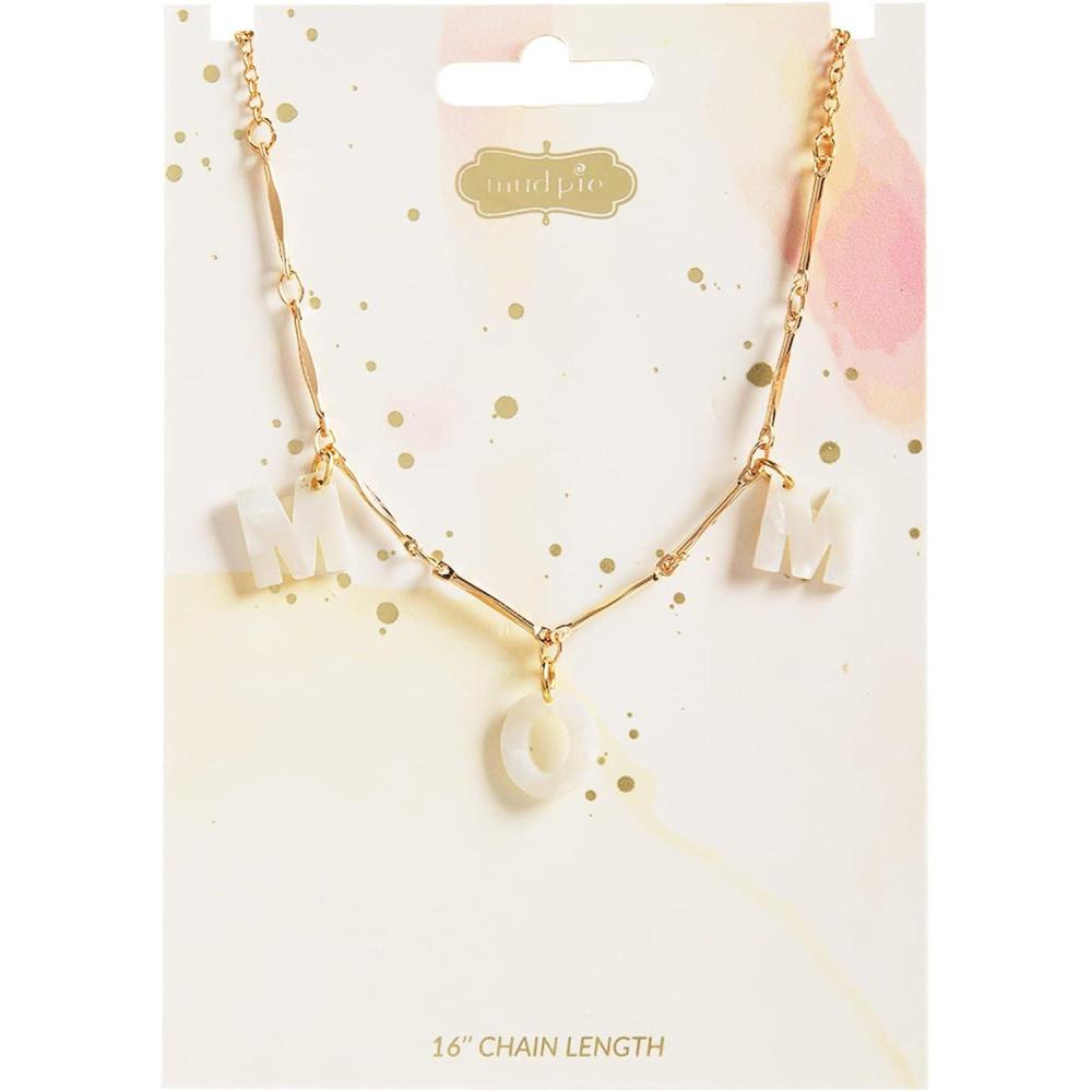 imageMud Pie Womens Mother Letter Necklace Mom Pink One Size