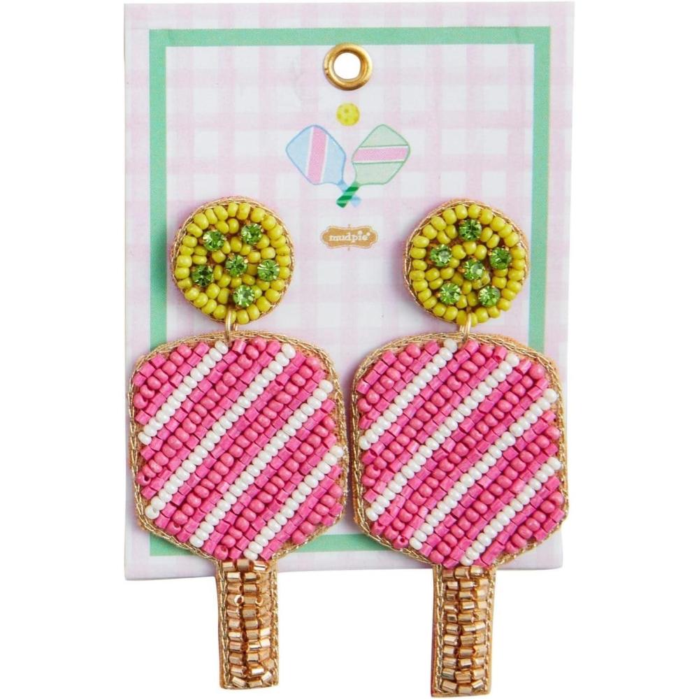 imageMud Pie Womens Sports Beaded EarringsPickle