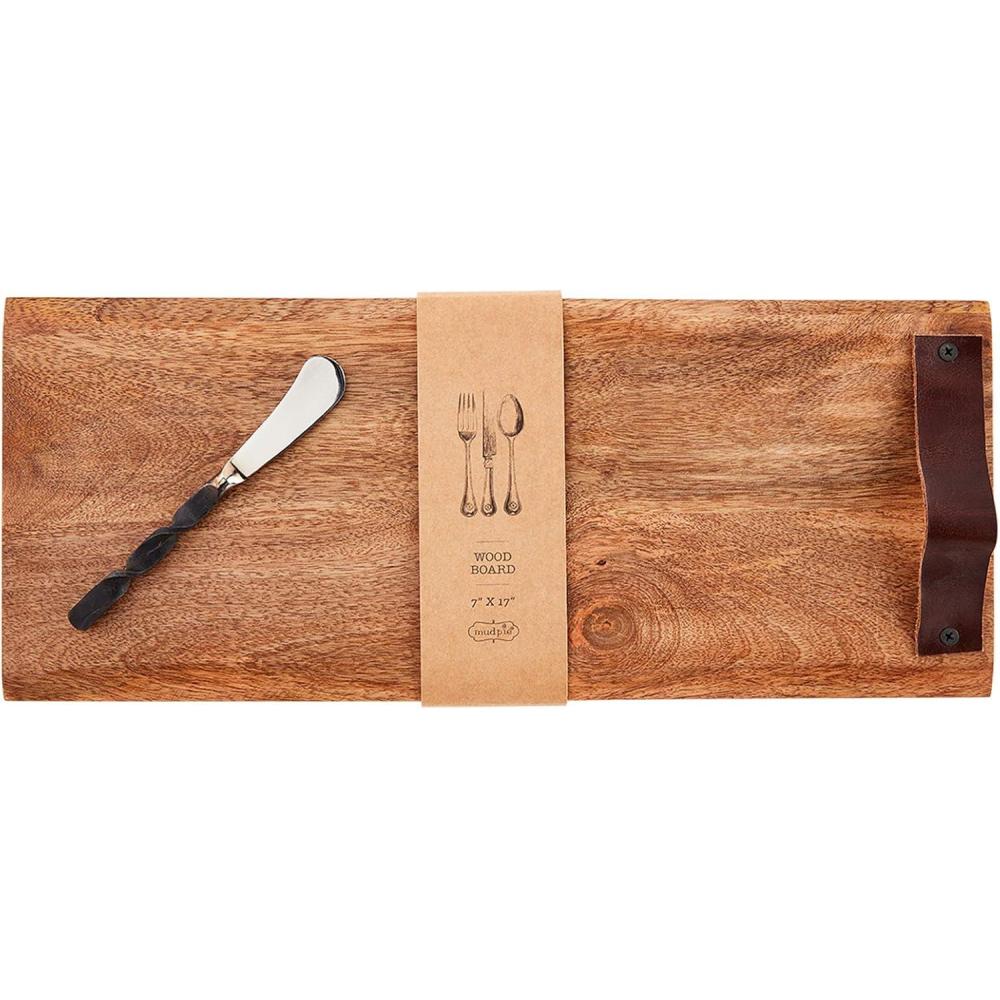 imageMud Pie Wooden Charcuterie Serving Board and Spreader Set Brown Rectangle