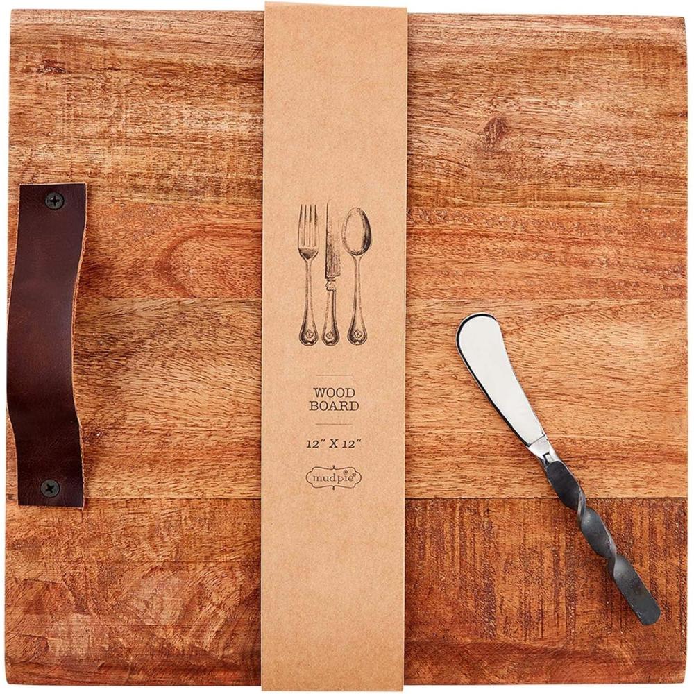 imageMud Pie Wooden Charcuterie Serving Board and Spreader Set Brown SquareSquare