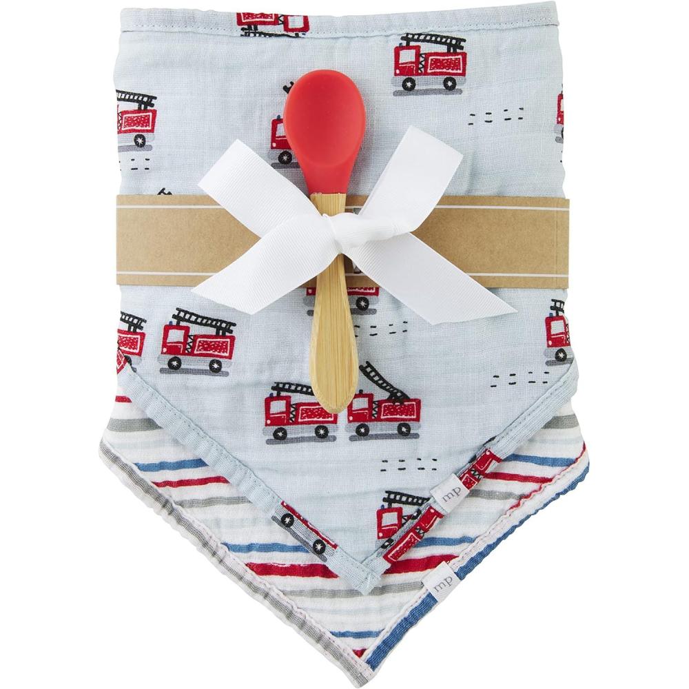imageMud Pie babyboys Bib ampamp Spoon SetFire Truck