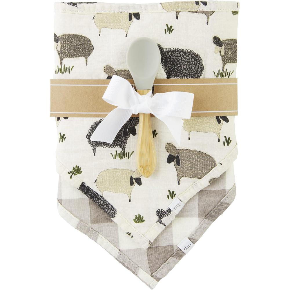 imageMud Pie babyboys Bib ampamp Spoon SetLamb
