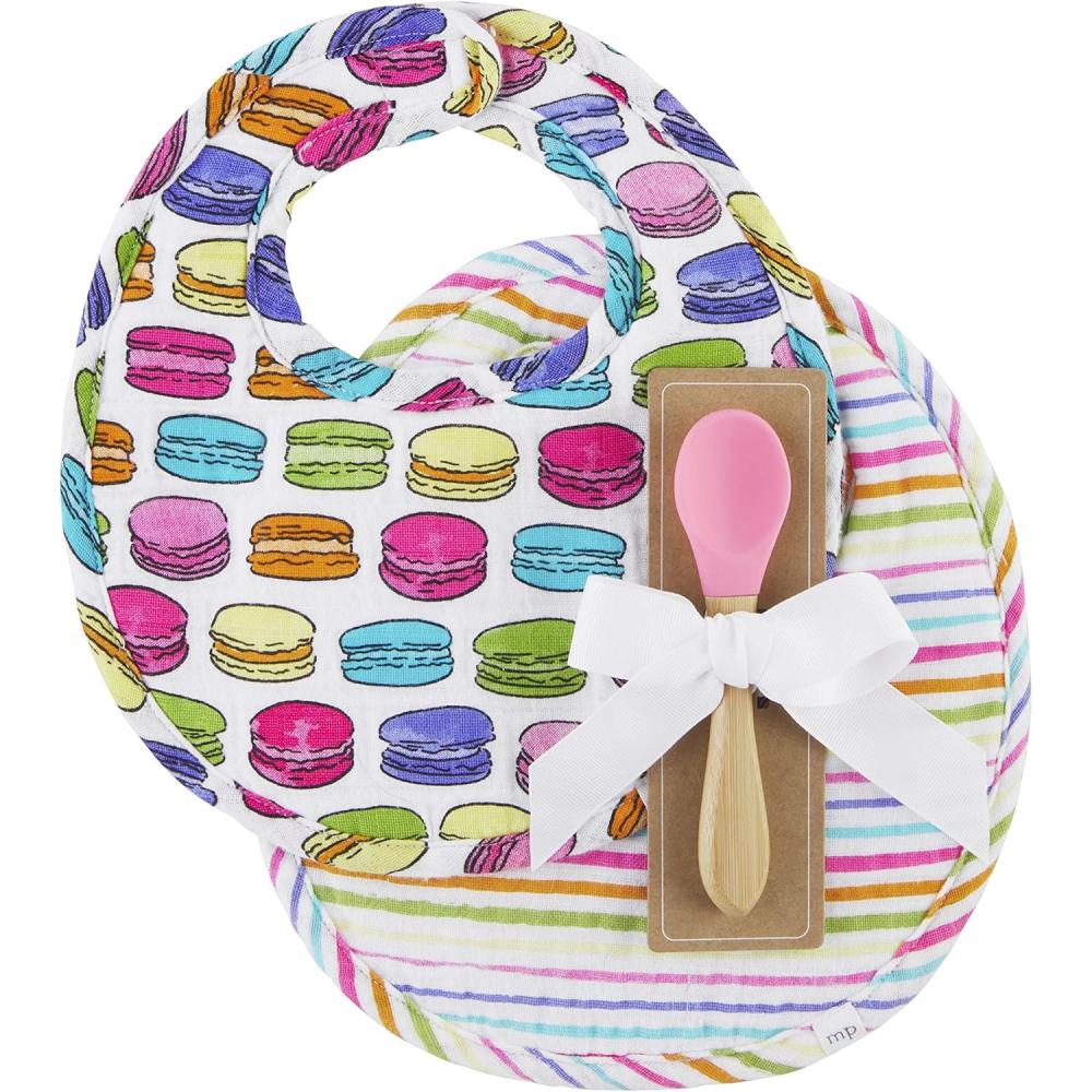 imageMud Pie babygirls Bib ampamp Spoon SetMacaron