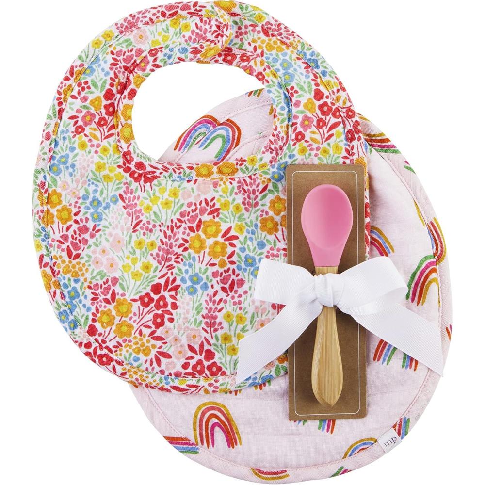 imageMud Pie babygirls Bib ampamp Spoon SetRainbow
