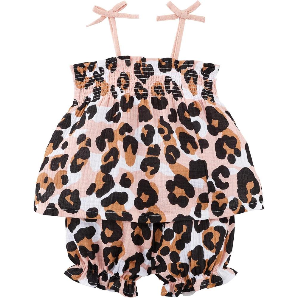 imageMud Pie babygirls Leopard Short SetBrown