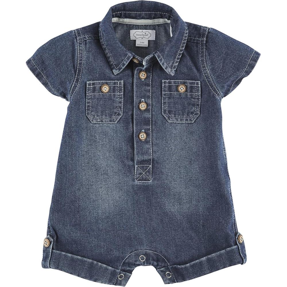 imageMud Pie girls Sleeves Mud Pie Denim Shortall 9 12 Monhts Denim 912M US