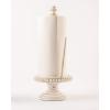 Mud Pie 47100002 Farmhouse Washed Beaded Wood Pedestal Paper Towel Holder, 16″ x 6″ Dia, White, Grey(White  Grey)